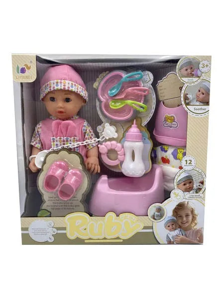 HKM-544147 12 Inch Reborn Doll with Eco-Friendly Accessories for Ages 2-7, Soft Silicone & Plastic, Mini Toy