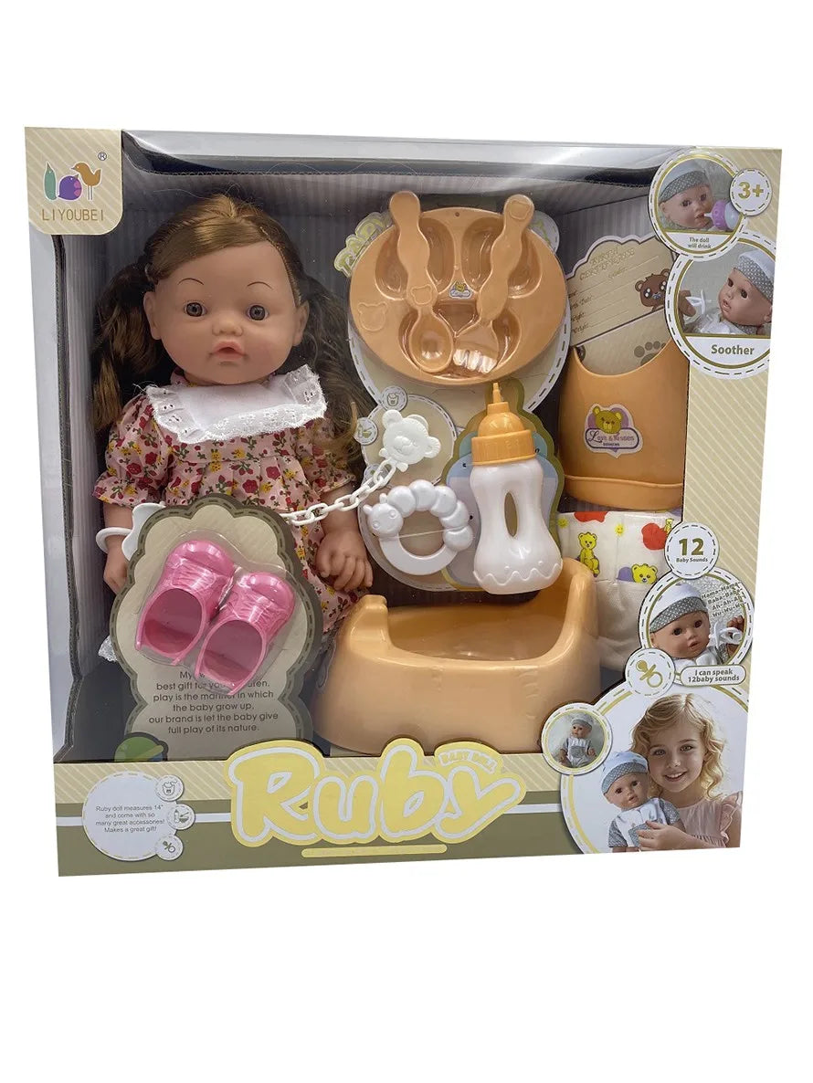 HKM-544147 12 Inch Reborn Doll with Eco-Friendly Accessories for Ages 2-7, Soft Silicone & Plastic, Mini Toy