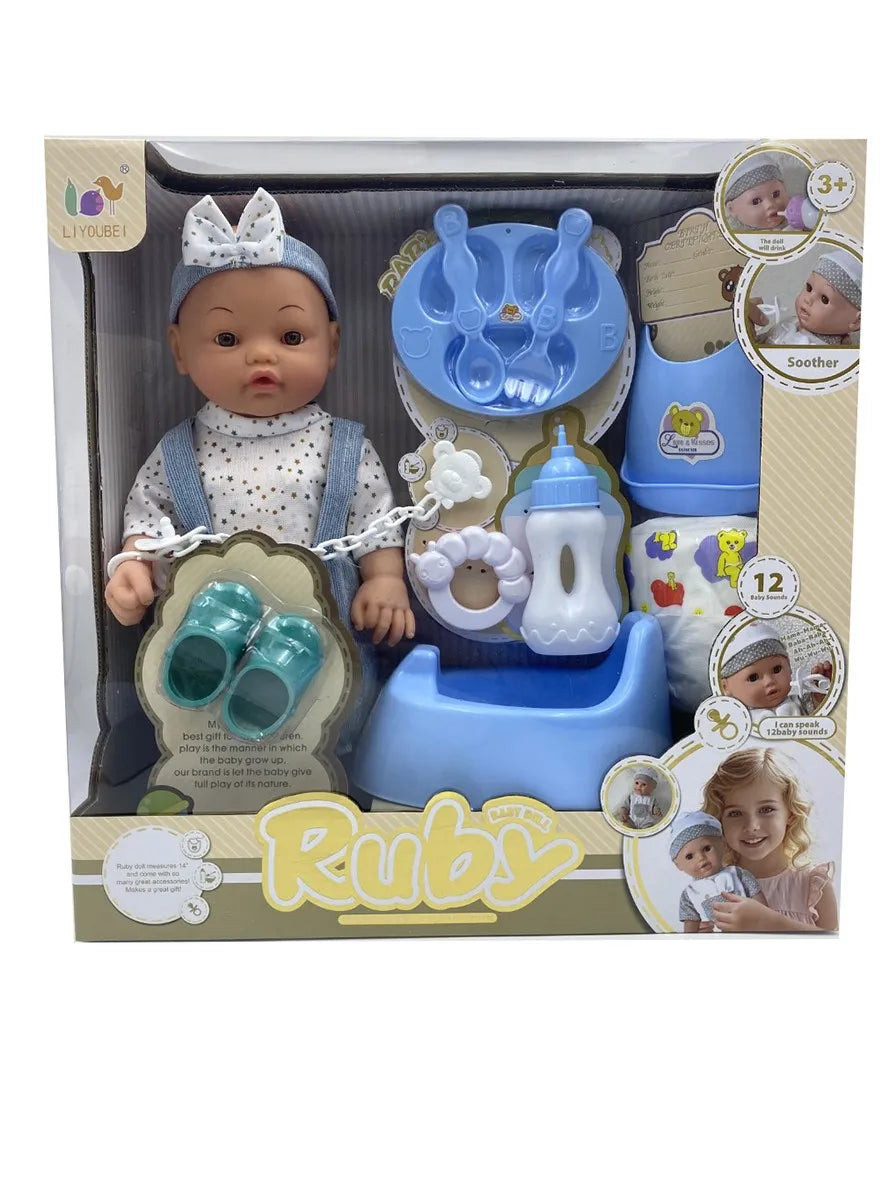 HKM-544147 12 Inch Reborn Doll with Eco-Friendly Accessories for Ages 2-7, Soft Silicone & Plastic, Mini Toy