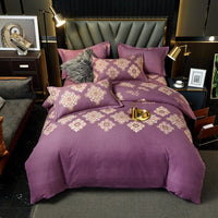 HKM-544339 Cotton Bedding Set for Autumn and Winter - 4-Piece Floral Design, Multiple Sizes Available