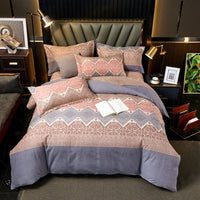 HKM-544339 Cotton Bedding Set for Autumn and Winter - 4-Piece Floral Design, Multiple Sizes Available