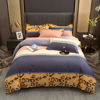 HKM-544339 Cotton Bedding Set for Autumn and Winter - 4-Piece Floral Design, Multiple Sizes Available