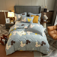 HKM-544339 Cotton Bedding Set for Autumn and Winter - 4-Piece Floral Design, Multiple Sizes Available