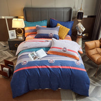 HKM-544339 Cotton Bedding Set for Autumn and Winter - 4-Piece Floral Design, Multiple Sizes Available
