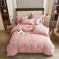 HKM-544339 Cotton Bedding Set for Autumn and Winter - 4-Piece Floral Design, Multiple Sizes Available