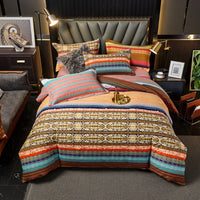 HKM-544339 Cotton Bedding Set for Autumn and Winter - 4-Piece Floral Design, Multiple Sizes Available