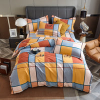 HKM-544339 Cotton Bedding Set for Autumn and Winter - 4-Piece Floral Design, Multiple Sizes Available