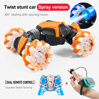 HKM-544339 Dual Remote Control Gesture Sensor RC Stunt Car with Light and Music, 1:24 Scale, Electric Powered, Indoor-Outdoor Use