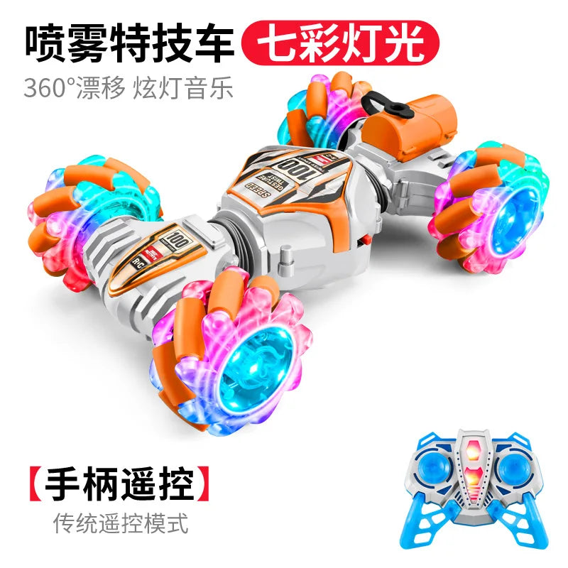 HKM-544339 Dual Remote Control Gesture Sensor RC Stunt Car with Light and Music, 1:24 Scale, Electric Powered, Indoor-Outdoor Use