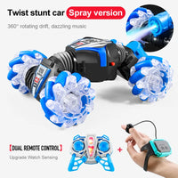 HKM-544339 Dual Remote Control Gesture Sensor RC Stunt Car with Light and Music, 1:24 Scale, Electric Powered, Indoor-Outdoor Use