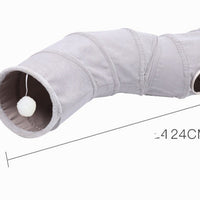 HKM-544339 Gray Suede Foldable Cat Tunnel Toy for Playful Kitties
