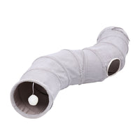HKM-544339 Gray Suede Foldable Cat Tunnel Toy for Playful Kitties