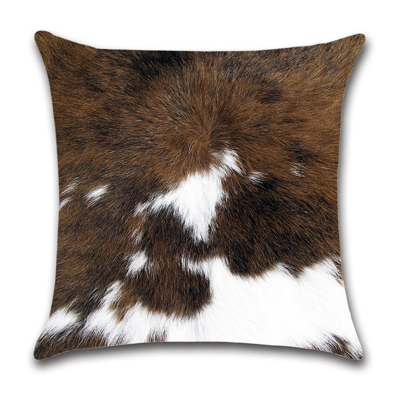 HKM-544467 Cow Pattern Cotton and Linen Pillowcase - Modern Minimalist Design, 45x45cm