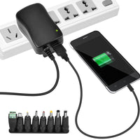 HKM-544531 30W Multi-Function Adjustable Power Adapter for Tablets, Cameras, Phones, and Routers with USB Options