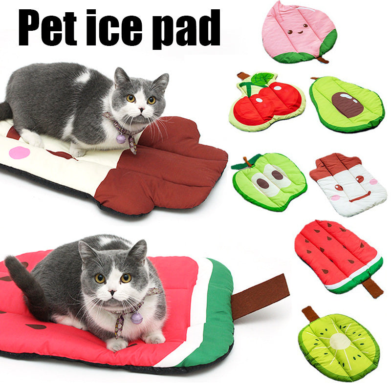 HKM-544531 Cooling Pet Mat for Dogs and Cats, Summer Ice Silk Cushion with Washable Oxford Fabric, Available in Fun Fruit Designs