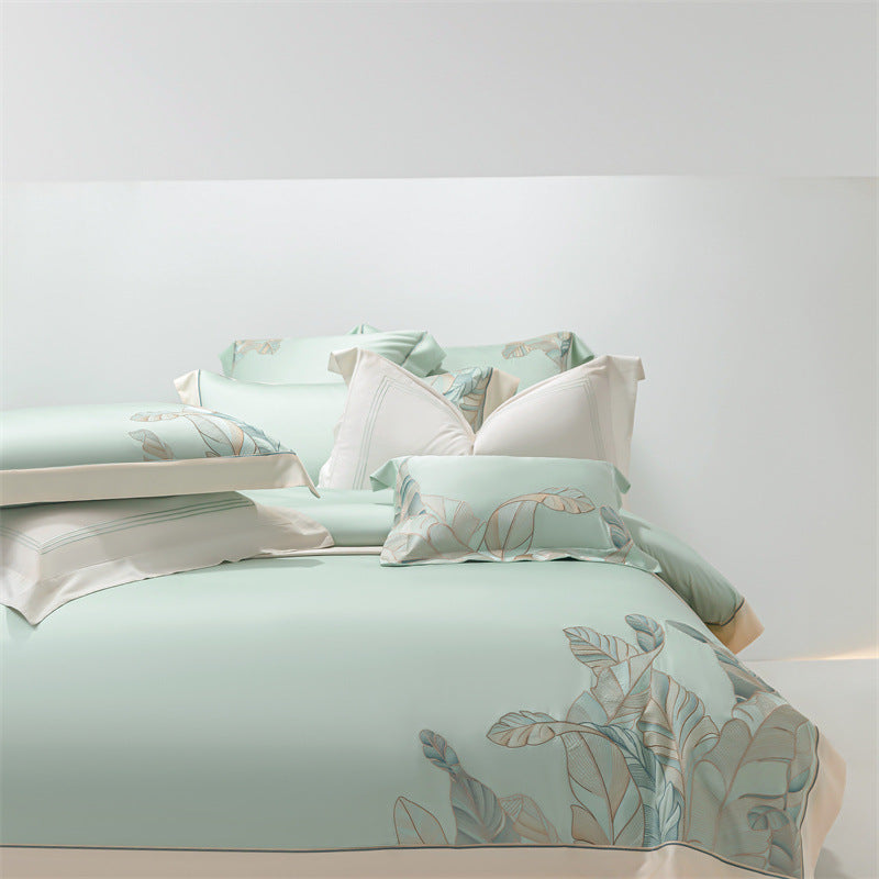 HKM-544659 Cool Sensation 4-Piece Tencel Ice Modal Bedding Set with Plant Floral Design