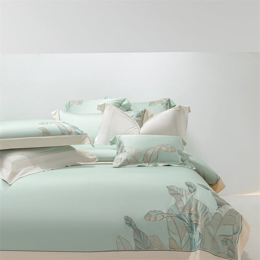 HKM-544659 Cool Sensation 4-Piece Tencel Ice Modal Bedding Set with Plant Floral Design