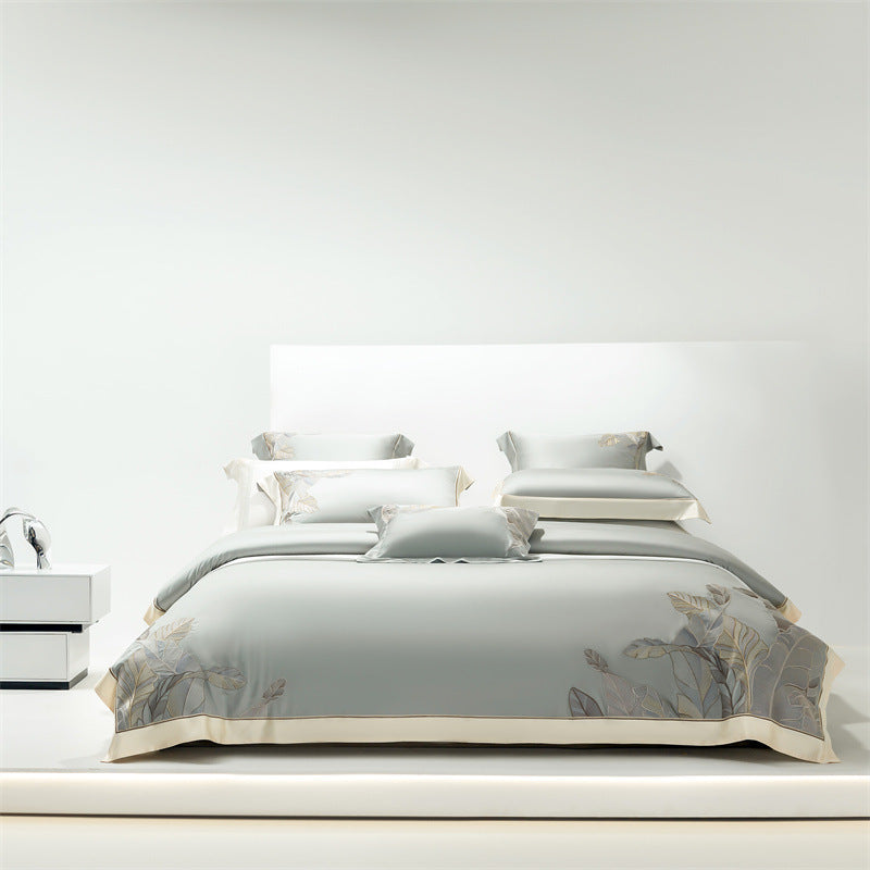 HKM-544659 Cool Sensation 4-Piece Tencel Ice Modal Bedding Set with Plant Floral Design