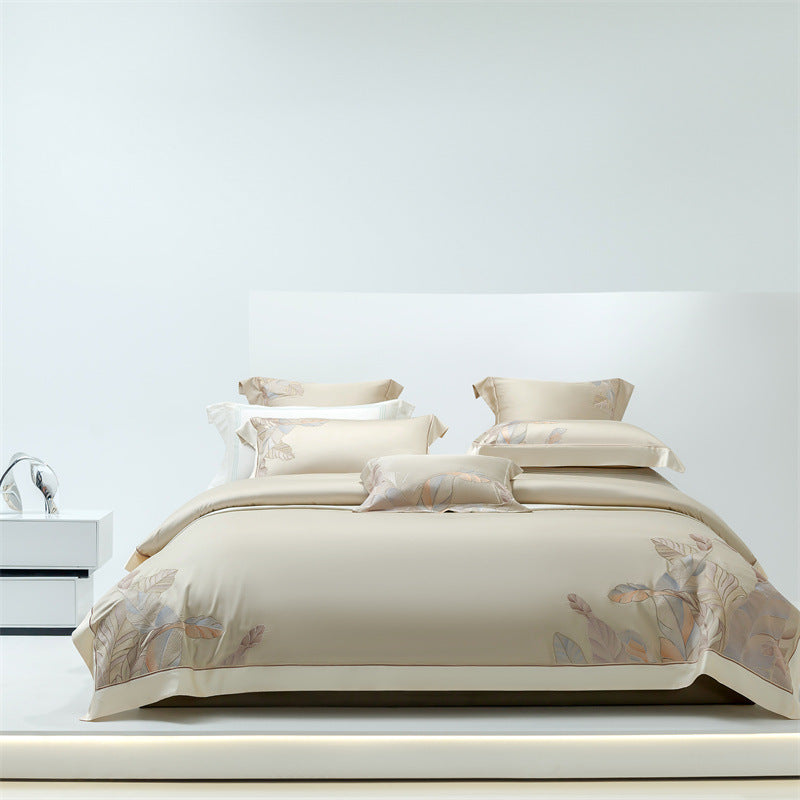 HKM-544659 Cool Sensation 4-Piece Tencel Ice Modal Bedding Set with Plant Floral Design