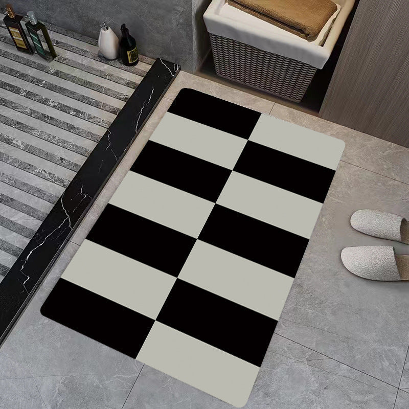 HKM-544723 Diatom Mud Absorbent Non-slip Bathroom Floor Mat - Modern Striped Design