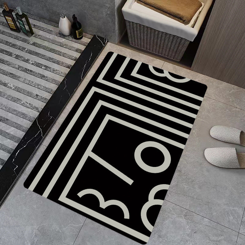HKM-544723 Diatom Mud Absorbent Non-slip Bathroom Floor Mat - Modern Striped Design