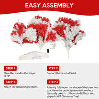 HKM-544787 6ft Red and White Candy Cane Artificial Christmas Tree with 300 LED Lights and 900 Bendable Branches