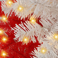 HKM-544787 6ft Red and White Candy Cane Artificial Christmas Tree with 300 LED Lights and 900 Bendable Branches