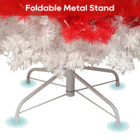 HKM-544787 6ft Red and White Candy Cane Artificial Christmas Tree with 300 LED Lights and 900 Bendable Branches