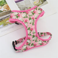 HKM-544851 Flower Print Traction Rope Vest for Pets - Available in Purple, Orange, Pink, and Green, Sizes XS-L