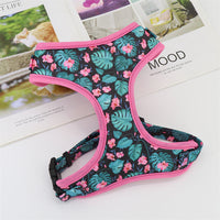 HKM-544851 Flower Print Traction Rope Vest for Pets - Available in Purple, Orange, Pink, and Green, Sizes XS-L