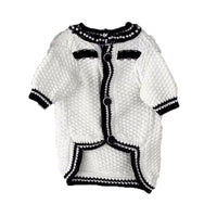 HKM-544915 Korean Style Puppy Sweater with Pearl Collar - Classic White & Black Options