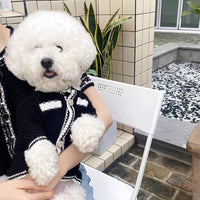HKM-544915 Korean Style Puppy Sweater with Pearl Collar - Classic White & Black Options