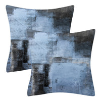 HKM-545043 Modern Minimalist Blue Gray Geometric Abstract Cushion Cover, 45x45cm Soft Velvet Pillow Case