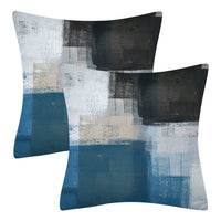 HKM-545043 Modern Minimalist Blue Gray Geometric Abstract Cushion Cover, 45x45cm Soft Velvet Pillow Case