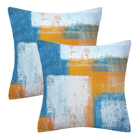 HKM-545043 Modern Minimalist Blue Gray Geometric Abstract Cushion Cover, 45x45cm Soft Velvet Pillow Case