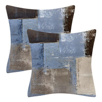HKM-545043 Modern Minimalist Blue Gray Geometric Abstract Cushion Cover, 45x45cm Soft Velvet Pillow Case