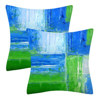 HKM-545043 Modern Minimalist Blue Gray Geometric Abstract Cushion Cover, 45x45cm Soft Velvet Pillow Case