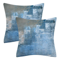 HKM-545043 Modern Minimalist Blue Gray Geometric Abstract Cushion Cover, 45x45cm Soft Velvet Pillow Case