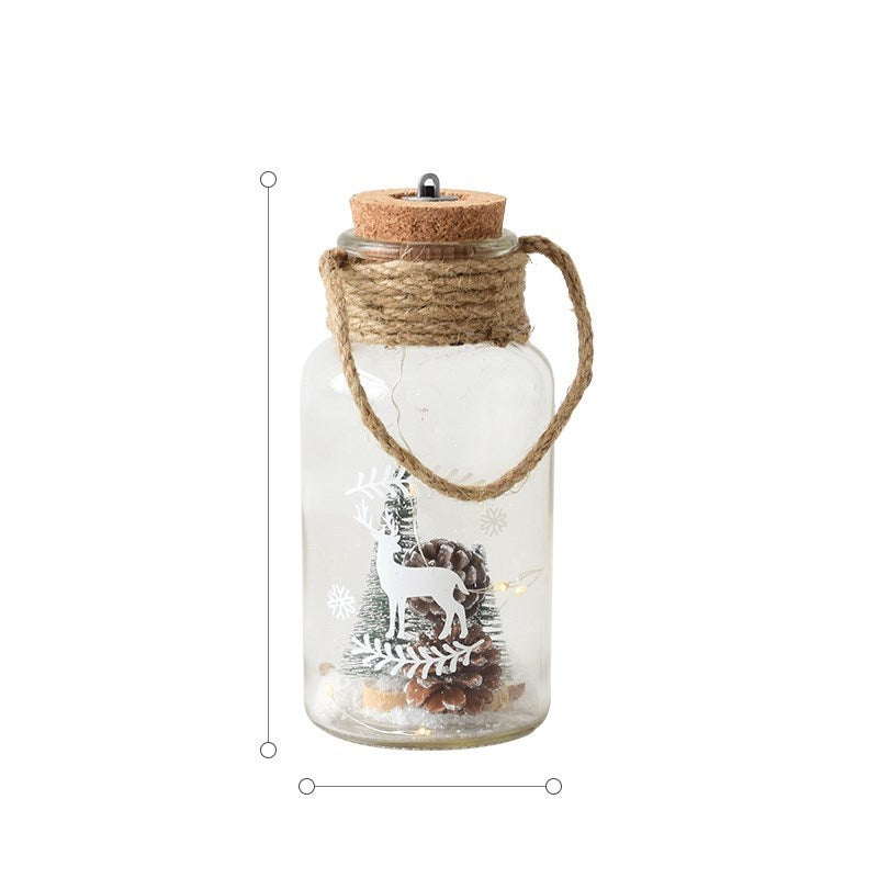 HKM-545107 Christmas Reindeer Night Light with Wood and Glass Design - Decorative Lighting for Home and Cafe