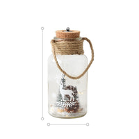 HKM-545107 Christmas Reindeer Night Light with Wood and Glass Design - Decorative Lighting for Home and Cafe