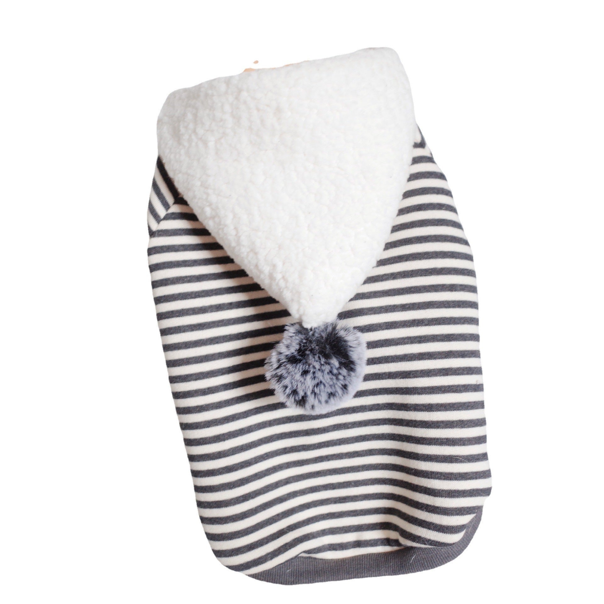 HKM-545235 Cozy Striped Knitted Hooded Sweater for Dogs in Gray Cotton