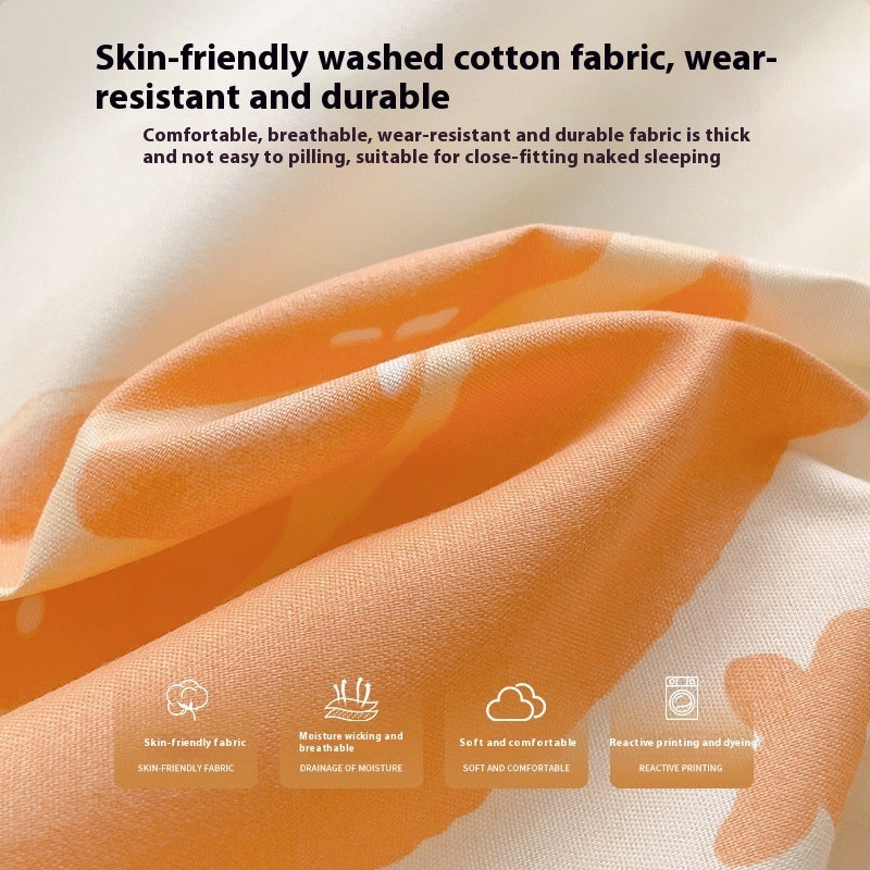 KTX-545299 Versatile Summer Washed Cotton Bed Sheet in Solid Colors for Dormitory Use