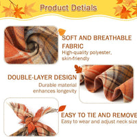 HKM-545363 Autumn Plaid Triangle Dog Bandana with Tassels for Thanksgiving and Everyday Wear
