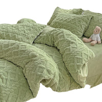 HKM-545491 Four-Piece Thickened Warm Milk Fiber Bed Set in Solid Colors for Various Bed Sizes