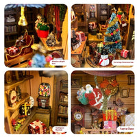 HKM-545619 DIY Wooden Book Stand Model for Christmas Gift - English & Chinese Versions