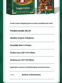 HKM-545619 DIY Wooden Book Stand Model for Christmas Gift - English & Chinese Versions