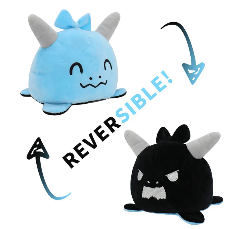 KTX-545747 Reversible Plush Cat Doll Toy, Double-Sided Stuffed Animal for All Ages, 11-30CM