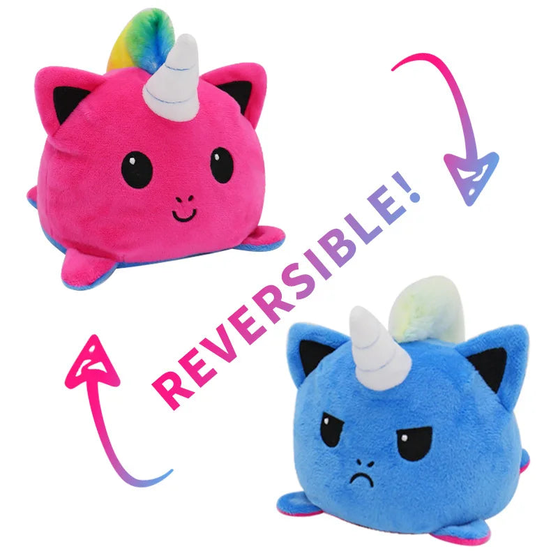 KTX-545747 Reversible Plush Cat Doll Toy, Double-Sided Stuffed Animal for All Ages, 11-30CM