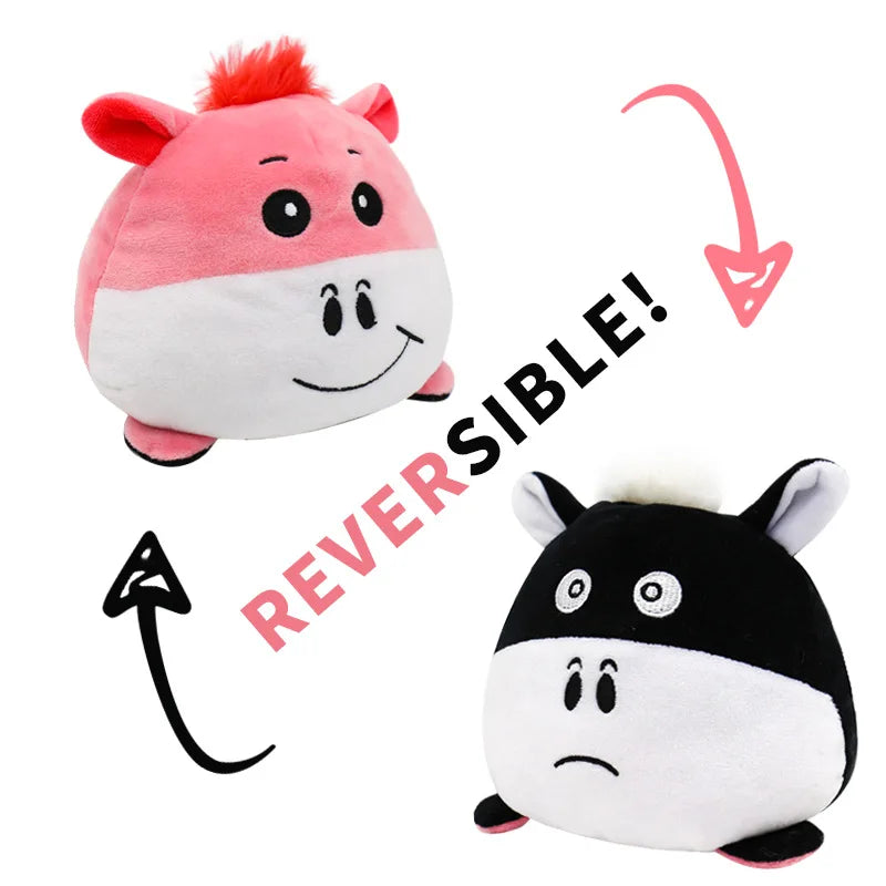 KTX-545747 Reversible Plush Cat Doll Toy, Double-Sided Stuffed Animal for All Ages, 11-30CM