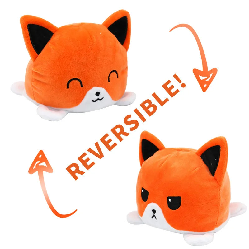KTX-545747 Reversible Plush Cat Doll Toy, Double-Sided Stuffed Animal for All Ages, 11-30CM